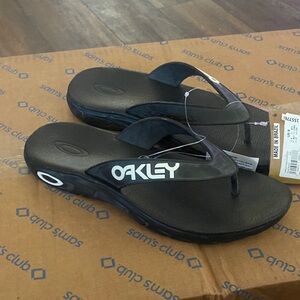 Oakley Black Flip-Flops with White Accents